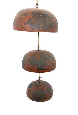 Antique Japanese hand-painted brass gongs