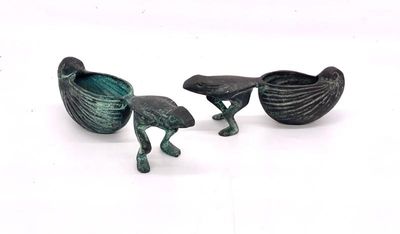 Pr. of vintage brass frog planters