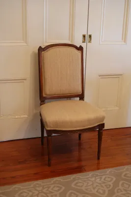 Louis XVI Style Carved Wood Upholstered Side Chair