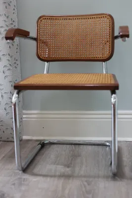 Marcel Breuer Cesca-Style Cane & Chrome Armchair