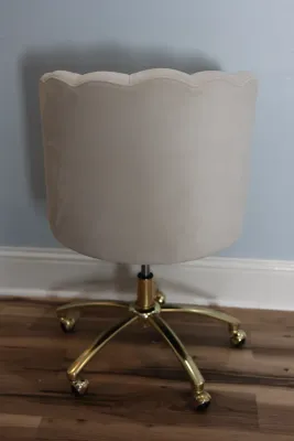 Adjustable Upholstered Swivel Desk Chair with Gold-Tone Base