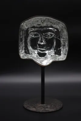 Erik Höglund for Boda Swedish Art Glass Face Sculpture