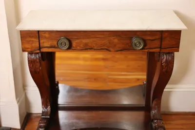 William IV Carved Rosewood Pier Table with Marble Top, circa 1825