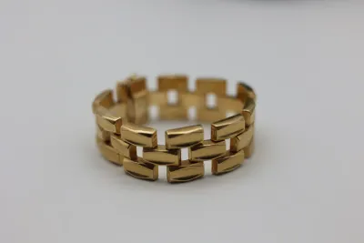 Italian 14K Gold Geometric Link Bracelet