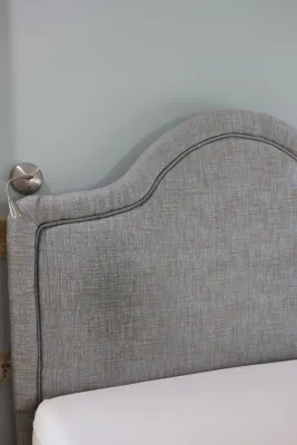 King Size Gray Upholstered Arched Headboard with Matress