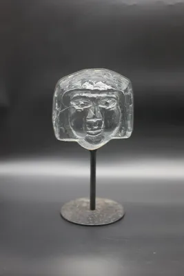 Erik Höglund for Boda Swedish Art Glass Face Sculpture