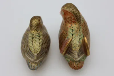 Japanese Kutani Porcelain Mandarin Duck Figurines