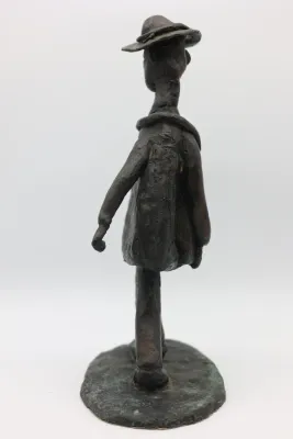 Vintage Bronze Figural Sculpture of Traveler with Bags