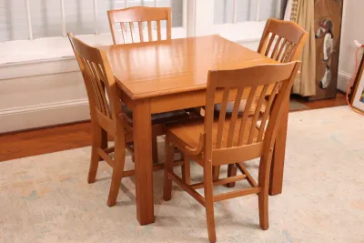 Wood Dining Table with Four Chairs