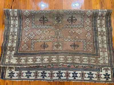 Antique Caucasian Shirvan Hand-Knotted Wool Rug