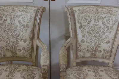 Pair of Louis XVI Style Painted Upholstered Armchairs