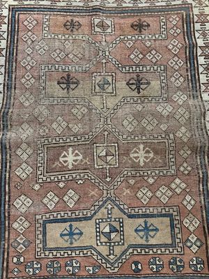 Antique Caucasian Shirvan Hand-Knotted Wool Rug