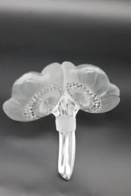 Lalique Crystal Flower Stopper with Decanter