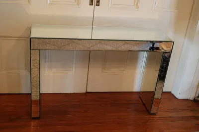 Contemporary Mirrored Glass Console Table