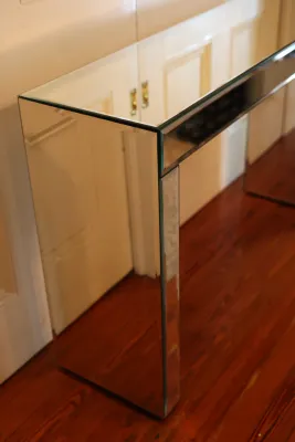 Contemporary Mirrored Glass Console Table