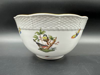 Vintage Herend Hungary Large Hand Painted Porcelain Bowl