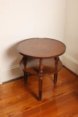 Mahogany Two-Tier Side Table with Star Inlay