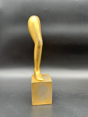 Modernist Gilt-Metal Surrealist Leg Sculpture