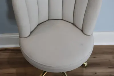 Adjustable Upholstered Swivel Desk Chair with Gold-Tone Base