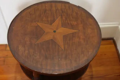 Mahogany Two-Tier Side Table with Star Inlay