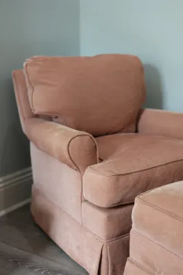 Upholstered Armchair with Matching Ottoman