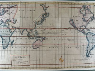 Framed Antique Style World Map Chart of the Centurion