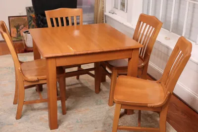 Wood Dining Table with Four Chairs