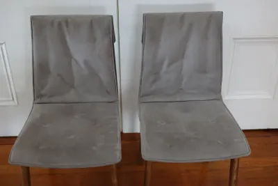 Pair of Modern Gray Upholstered Dining Chairs