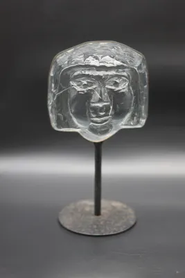 Erik Höglund for Boda Swedish Art Glass Face Sculpture
