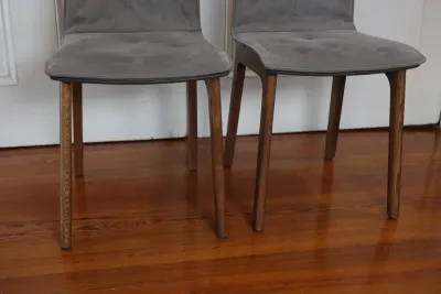 Pair of Modern Gray Upholstered Dining Chairs
