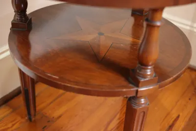Mahogany Two-Tier Side Table with Star Inlay
