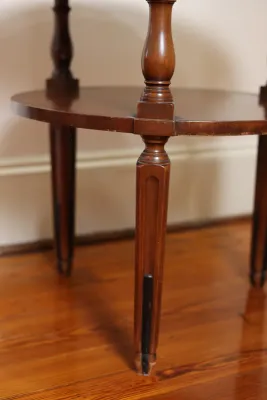 Mahogany Two-Tier Side Table with Star Inlay