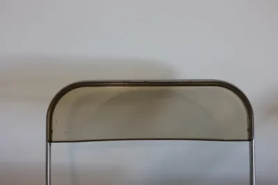Pair of Vintage Plia-Style Smoked Acrylic & Chrome Folding Chairs