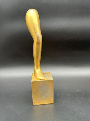 Modernist Gilt-Metal Surrealist Leg Sculpture