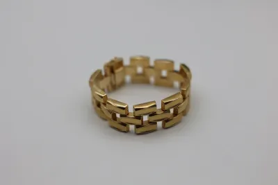 Italian 14K Gold Geometric Link Bracelet
