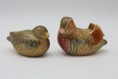 Japanese Kutani Porcelain Mandarin Duck Figurines
