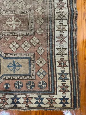 Antique Caucasian Shirvan Hand-Knotted Wool Rug