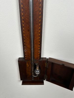 Antique English Mahogany Inlaid Mercury Stick Barometer