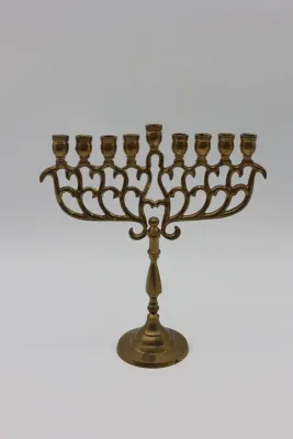 Vintage Made in India Brass 9-Light Hanukkah Menorah
