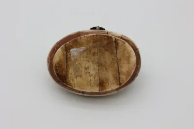 Vintage Bone Inlaid Trinket Box with Purple Velvet Interior