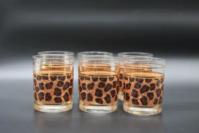 Vintage Culver Leopard Print Double Old-Fashioned Glasses – Set of 6