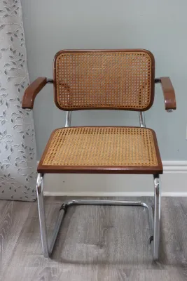 Marcel Breuer Cesca-Style Cane & Chrome Armchair
