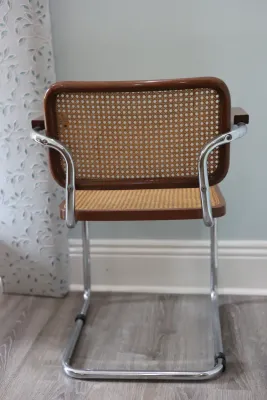 Marcel Breuer Cesca-Style Cane & Chrome Armchair