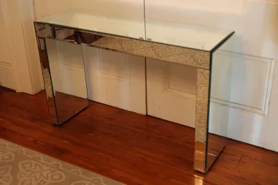 Contemporary Mirrored Glass Console Table