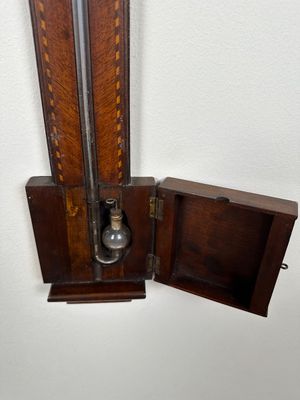 Antique English Mahogany Inlaid Mercury Stick Barometer