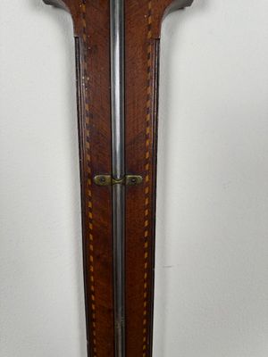 Antique English Mahogany Inlaid Mercury Stick Barometer