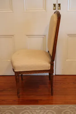 Louis XVI Style Carved Wood Upholstered Side Chair