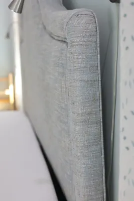 King Size Gray Upholstered Arched Headboard with Matress