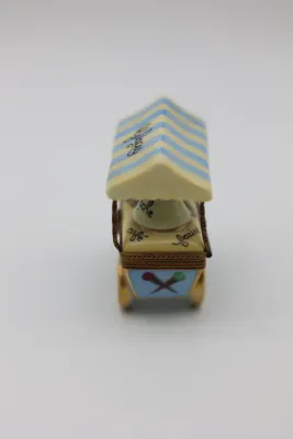 Limoges France Hand-Painted Ice Cream Cart Trinket Box