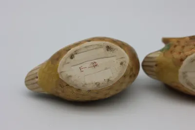 Japanese Kutani Porcelain Mandarin Duck Figurines